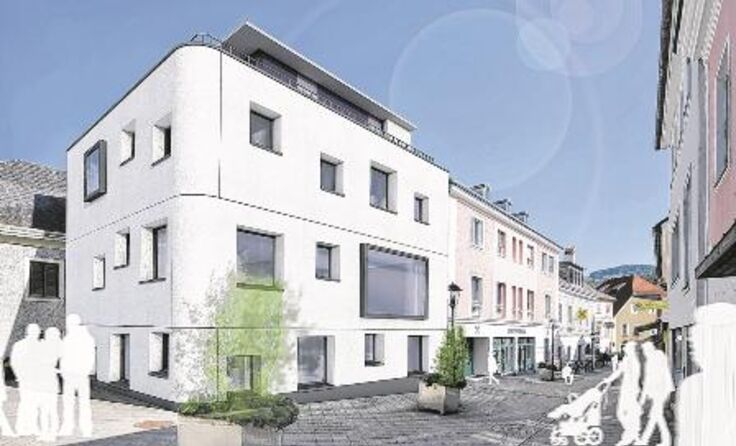 Der moderne Neubau am Hohen Markt fügt sich gefällig ins Innenstadtbild. Foto: Architekt Hörndler