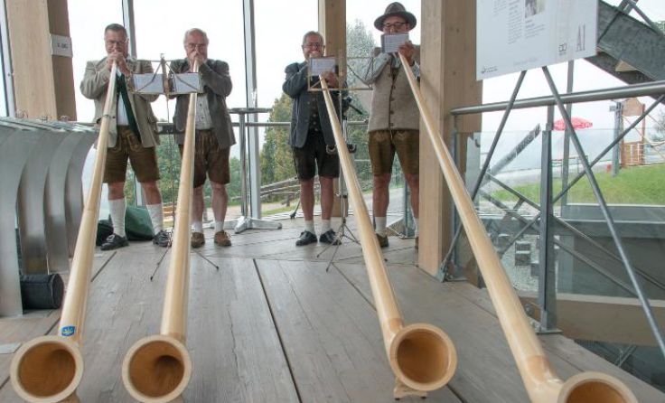 Alphornbläser im Panoramaturm, Foto: Haijes