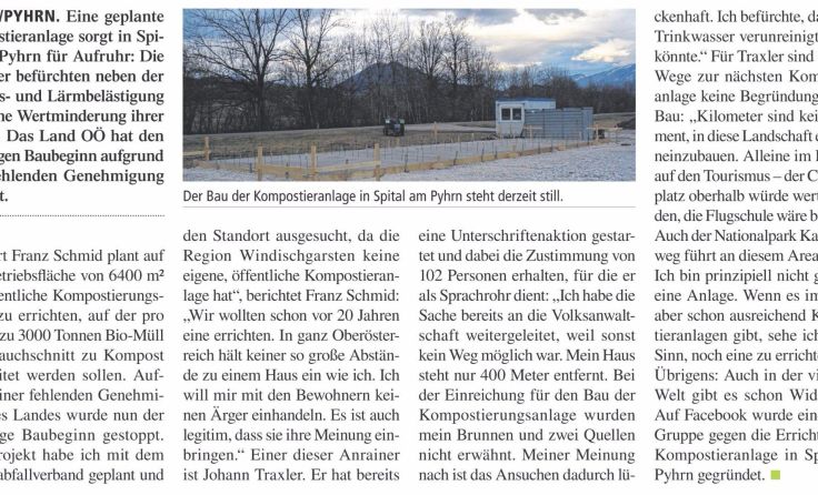 Tips berichtete Ende März 2011 über eine geplante Kompostieranlage in Spital am Pyhrn.