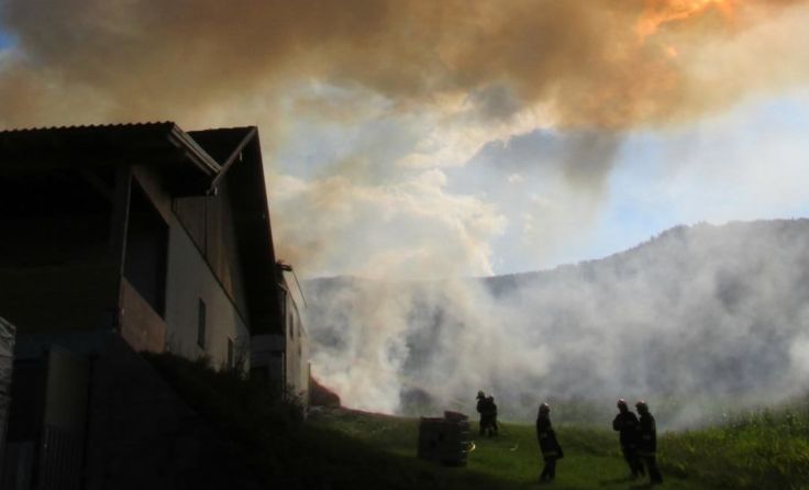 Der Rauch war kilometerweit zu sehen. Foto: FF Inzersdorf