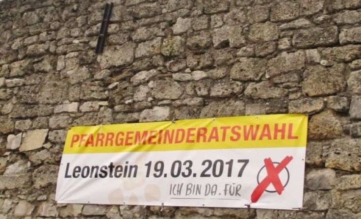 Werbung für die Pfarrgemeinderatswahl in Leonstein, Foto: J. Ebert