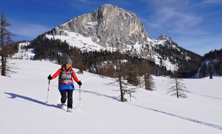 Schneeschuhwandern vor herrlicher Bergkulisse, Foto: Alois Litzlbauer
