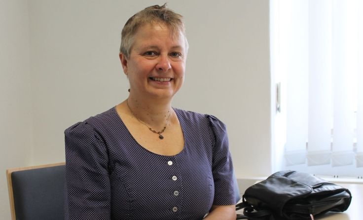 Bettina Lancaster beim Sommergespräch im Tips-Büro in Kirchdorf, Foto: Winter