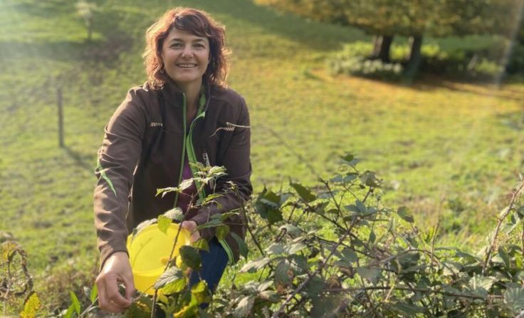 Sabine Herndl beim Brombeerpflücken (Foto: privat)