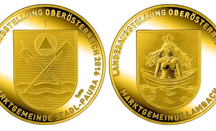 Die Medaille mit einer Stadlinger und einer Lambacher Seite. Foto: Euromint