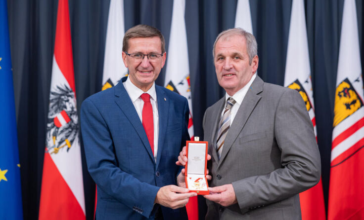 Markus Achleitner, Bürgermeister a. D. Alois Zauner (v.l.) (Foto: Antonio Bayer/LandOÖ)