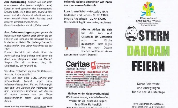Behelf: Ostern DAHOAM feiern! Pfarre St. Valentin