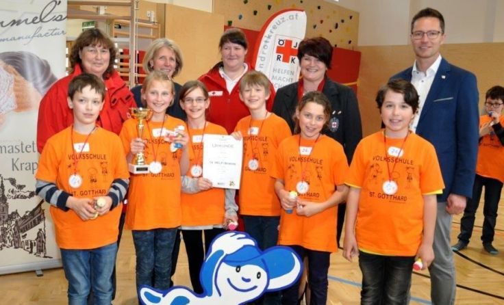 Die Schüler der VS St. Gotthard holten sich den Sieg.Foto: Weindl/Jugendrotkreuz UU 