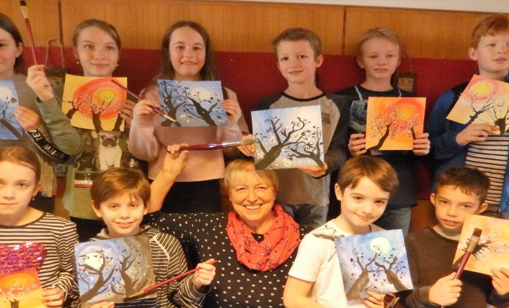 Schüler der 4. Klasse der VS Wartberg mit Heidi Wolfsegger Foto: Anna Brandner