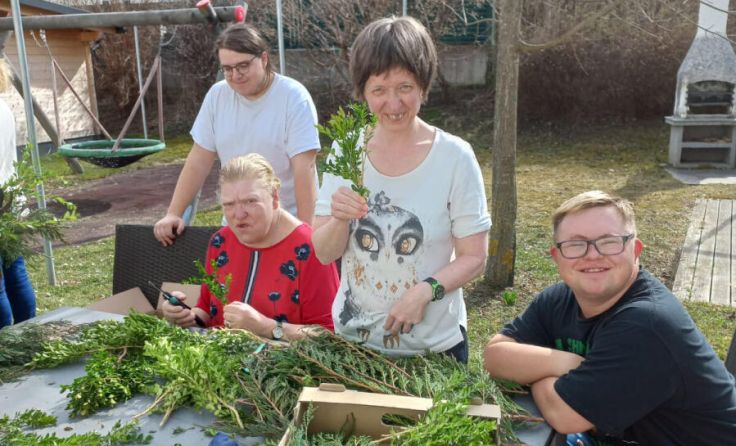 Die 560 Palmbuschen entstanden unter Mitwirken von vielen Helfer. (Foto: Lebenshilfe OÖ)