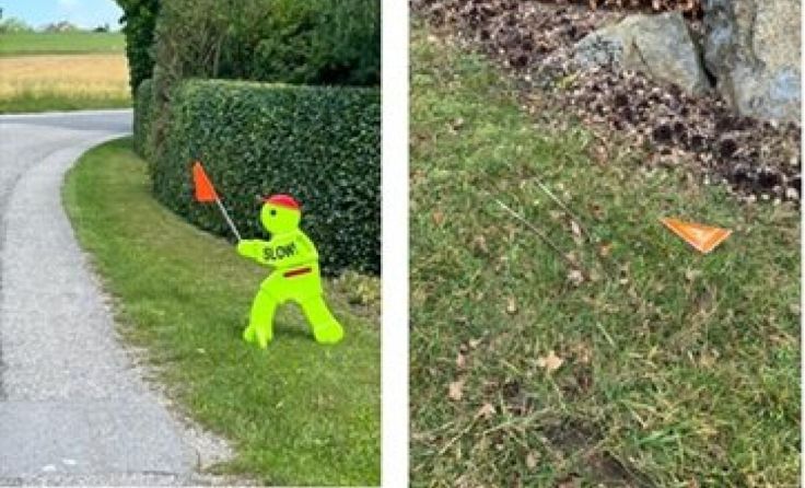 Hinweistafel zur Temporeduzierung in Reitern (Foto: Bürgerinitiative Reitern)