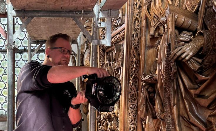 Christoph Schindelar beim Scanning in Kefermarkt (Foto: gotikstraße)