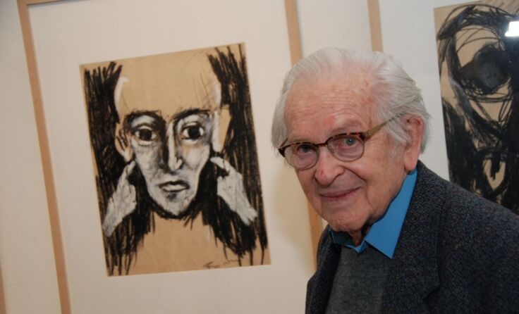 Jehuda Bacon bei der Ausstellungseröffnung. 