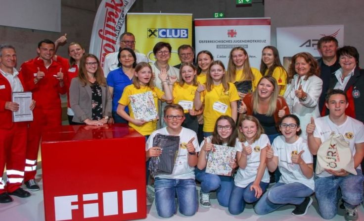 1. Platz für Schüler der NMS Mauthausen (gelb) und NMS Pabneukirchnen (weiß)