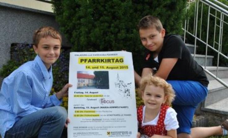 Julian, Lukas und Leonie freuen sich schon auf den Pfarrkirtag.