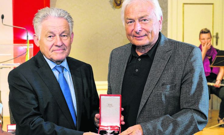 Landeshauptmann Josef Pührunger und Josef Eidenberger. Foto: Land OÖ/Stinglmayr
