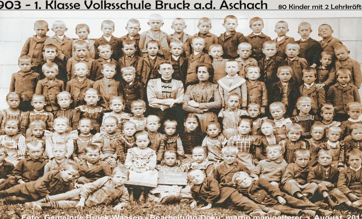 1903: Eine Klasse der Volksschule Bruck an der Aschach