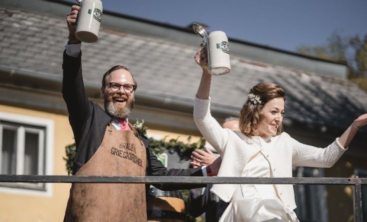 Mirco Meyer ist neuer Verkaufsleiter. Am Foto mit seiner Frau Antonia.Foto: Brauerei Grieskirchen