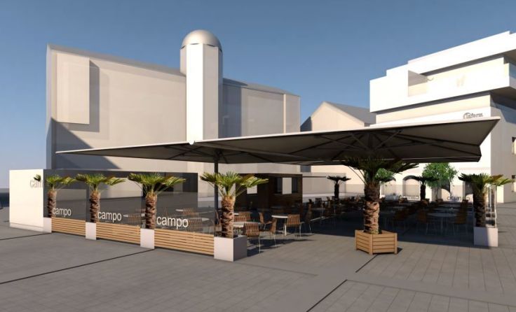 Das Sommercafé Campo am Kirchenplatz wird neu gestaltet. Foto: F2 Architekten