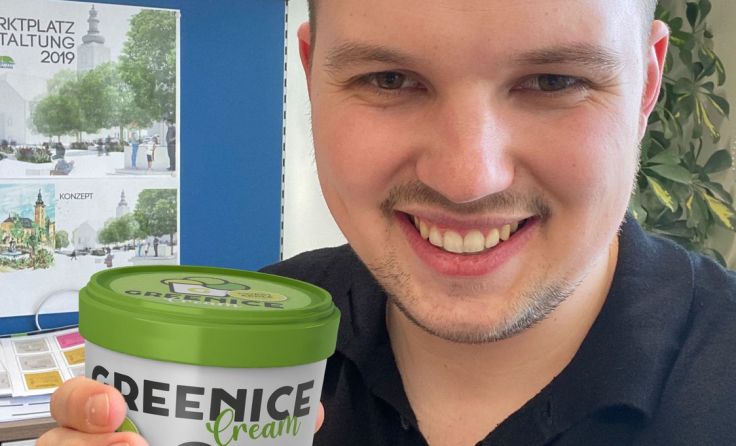 Fabian Grüneis präsentierte am 1. April seine „Greenice Cream“. Foto: privat