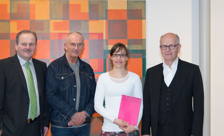 Eduard Köck (l.) eröffnete die Ausstellung des Raabser Künstlers Franz Part (2.v.l.)