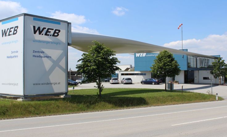 Die W.E.B-Zentrale in Pfaffenschlag. Foto: W.E.B Windenergie AG 