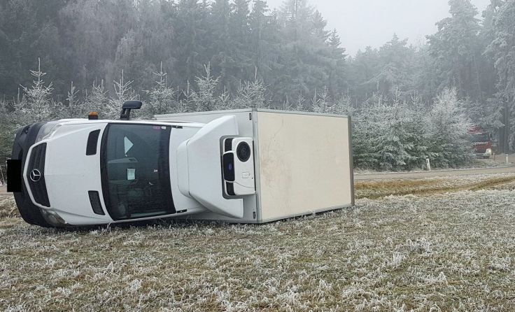 Der Klein-LKW landete in einer Wiese.