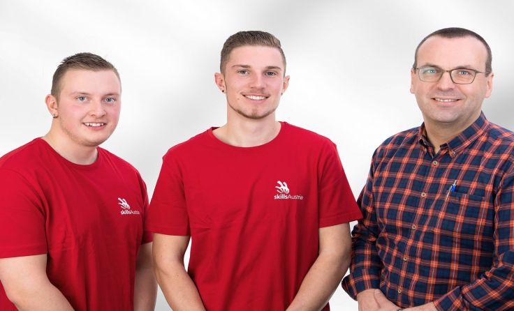 V.l.: Markus Haslinger, Sebastian Frantes und Experte Thomas Prigl. Foto: WKÖ/SkillsAustria