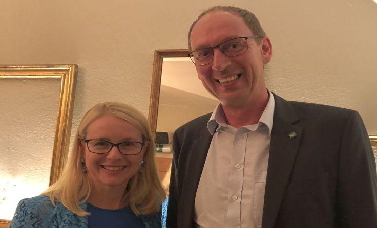 Wirtschaftsministerin Margarete Schramböck und Andreas Weber. Foto: Andreas Weber