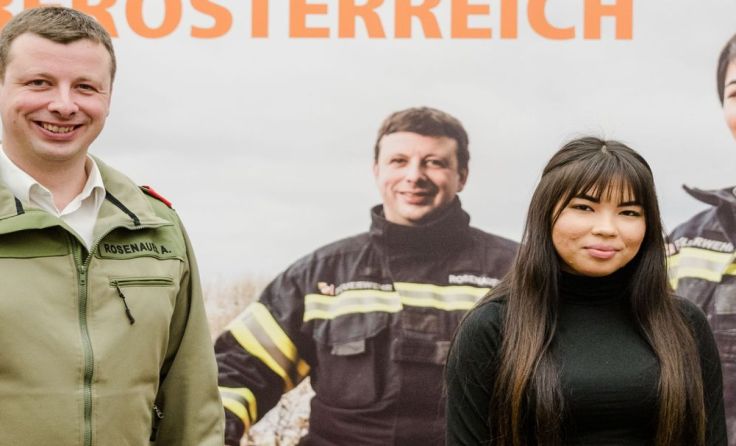 Wilheringer FF-Kommandant Alexander Rosenauer, Nargis Gholami, LR Rudi Anschober