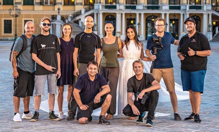 Das Hitspot Team von Andreas Huber (links) bei den Dreharbeiten in Wien