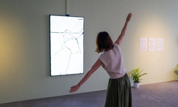 Christa Sommerer & Laurent Mignonneau, Portrait on the Fly, 2015. (Foto: Michael Maritsch)