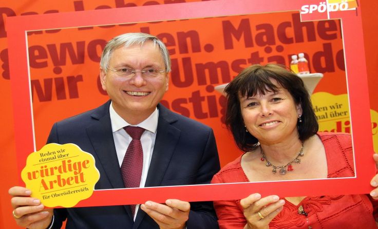 Alois Stöger und Birgit Gerstorfer in Feldkirchen. Foto: SPÖ UU