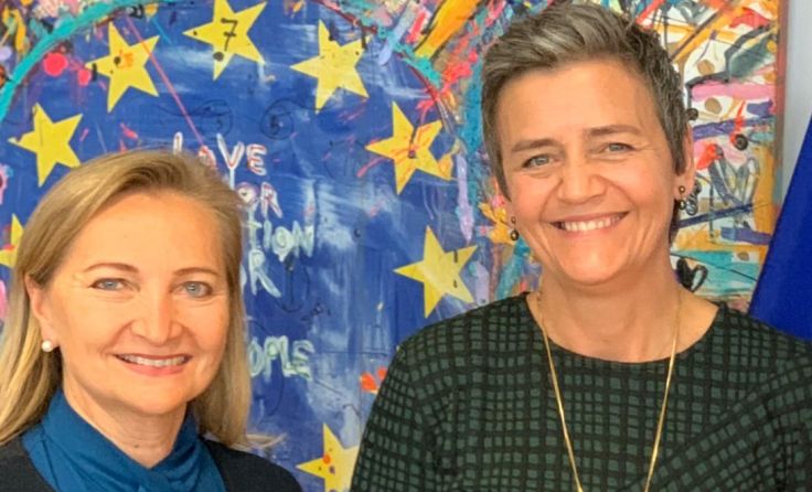 Ulrike Rabmer-Koller mit Margrethe Vestager in Brüssel Foto: EU Representation, WKÖ