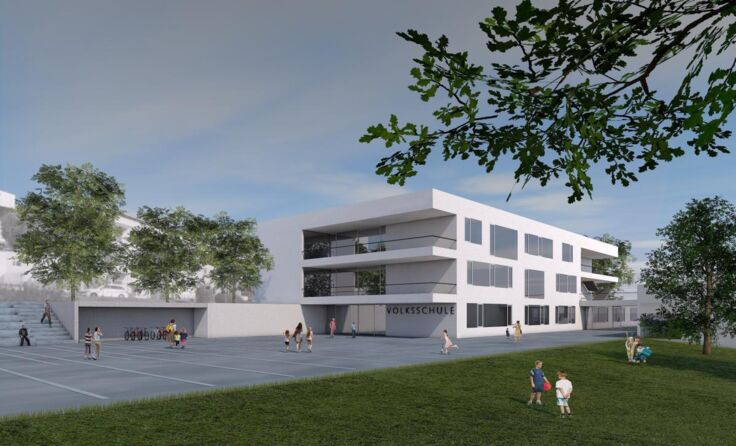 Der Eingangsbereich der neuen Volksschule. (Foto: Gemeinde Engerwitzdorf)