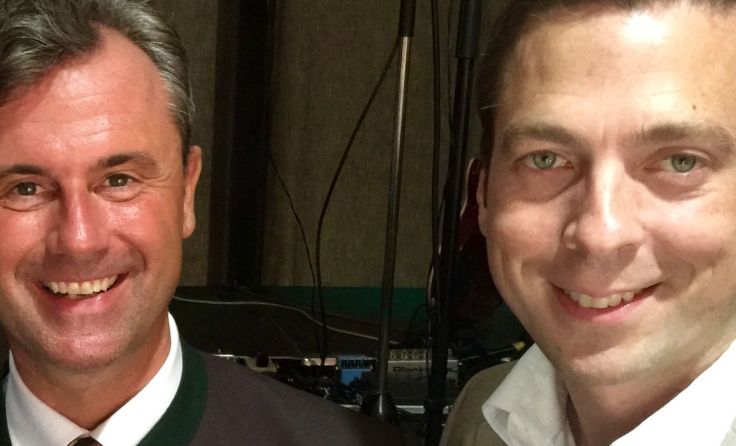 v.l.: Martin Antauer, Bundespräsidentschafts-Kandidat Norbert Hofer, Klaus Otzelberger Foto: FPÖ