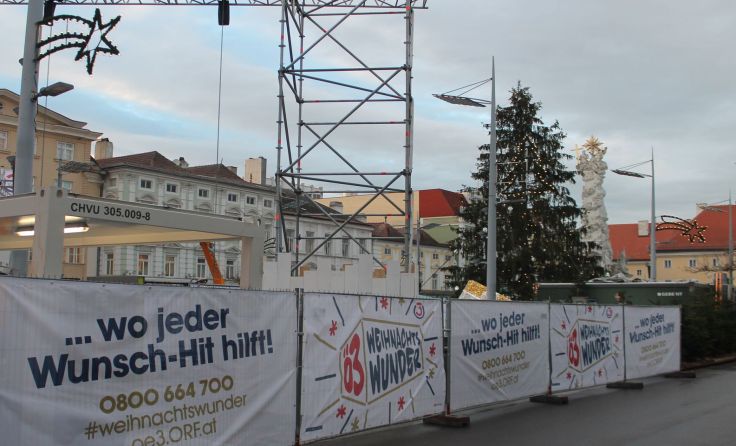 Die Aufbauarbeiten für das Ö3-Weihnachtswunder sind bereits in vollem Gange. Foto: Thomas Lettner