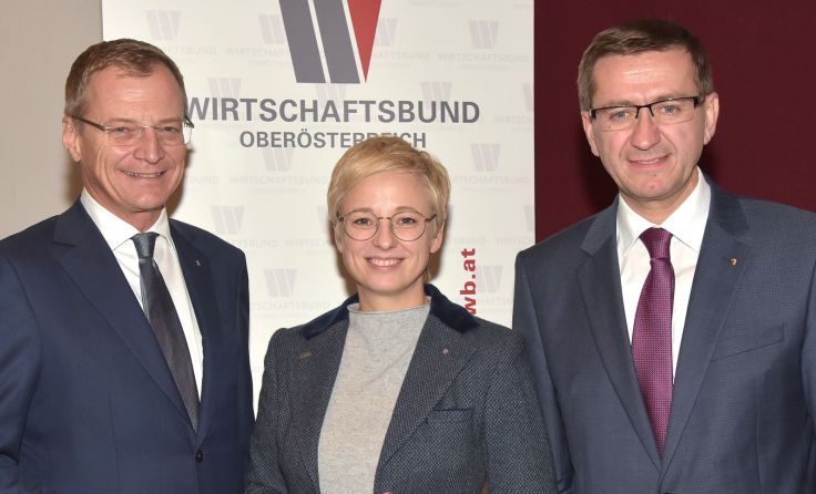 LH Thomas Stelzer, Präsidentin Doris Hummer, LR Markus Achleitner Foto: Kunasc