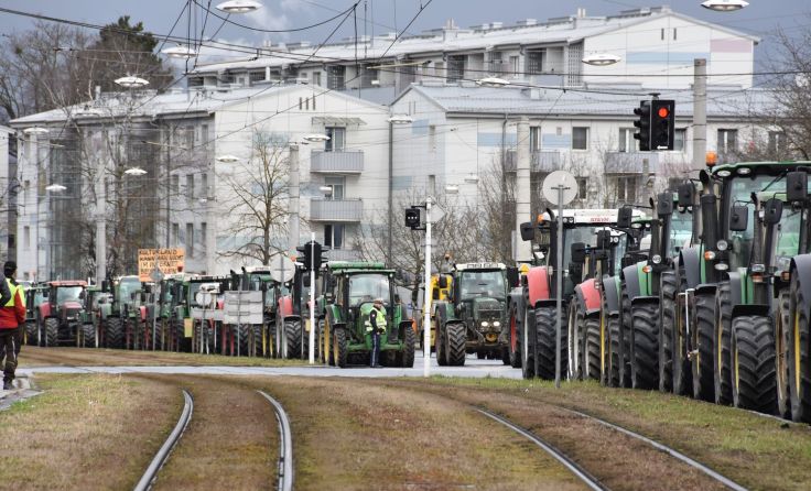 Die Proteste der Bauern entlang der Wiener Straße. Foto: Thomas Mursch-Edlmayr