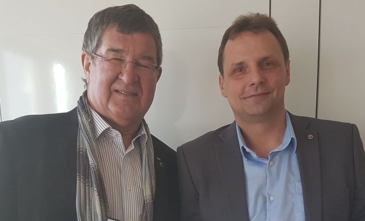 V.l.: Johann Palkovich und Jürgen Binder wurden geehrt. Foto: ÖGB