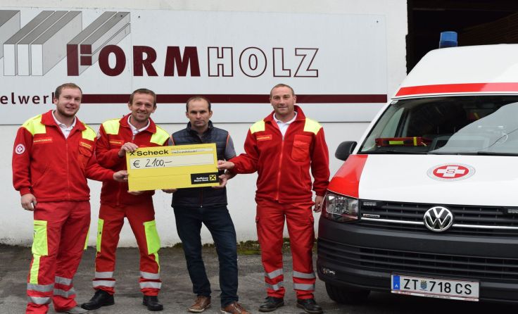 Bei der Spendenübergabe v.l.: Michael Baumgartner, Peter Weber, Johannes Kitzler und Günter Ertl