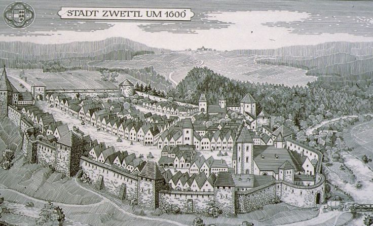 Zwettl um 1600; Foto: Stadtarchiv Zwettl