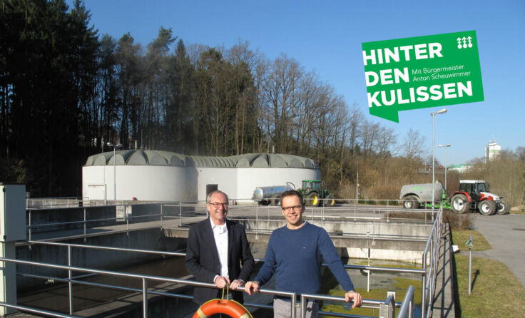 Bürgermeister Anton Scheuwimmer und Vizebürgermeister Fritz Robeischl auf der Kläranlage.
