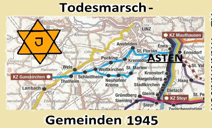 Auch eine Briefmarke zu den Todesmärschen wurde von Reisinger gestaltet.