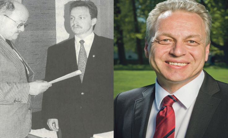 Franz Stefan Karlinger bei der Angelobung vor 20 Jahren und heute.