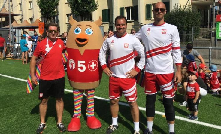 Markus Voglmair, Maskottchen Üle, Leszek Wrobel und Christoph Lechthaler (v.l.) Foto: privat