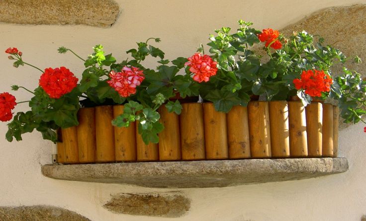 Eine Augenweide sind liebevolle Details, wie Blumen, an den alten Granitmauern.