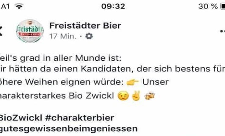 Mittlerweile ist das Freistädter Bier-Posting im Netz wieder gelöscht. Quelle: Facebook