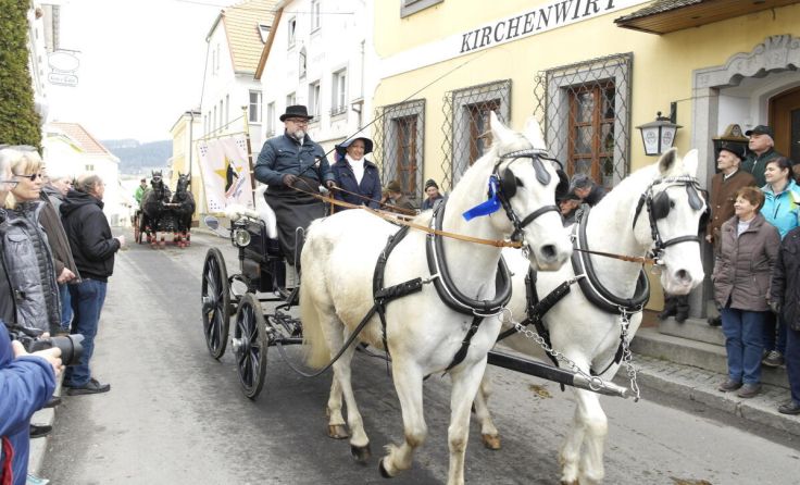 Immer wieder ein Augenschmaus: der Einzug der Reiter und Gespanne (Foto: Larndorfer)