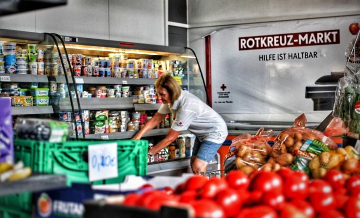 Gefüllte Regale gibt es derzeit nicht in den Rotkreuzmärkten. (Foto: ÖRK/Judith Rudenko)